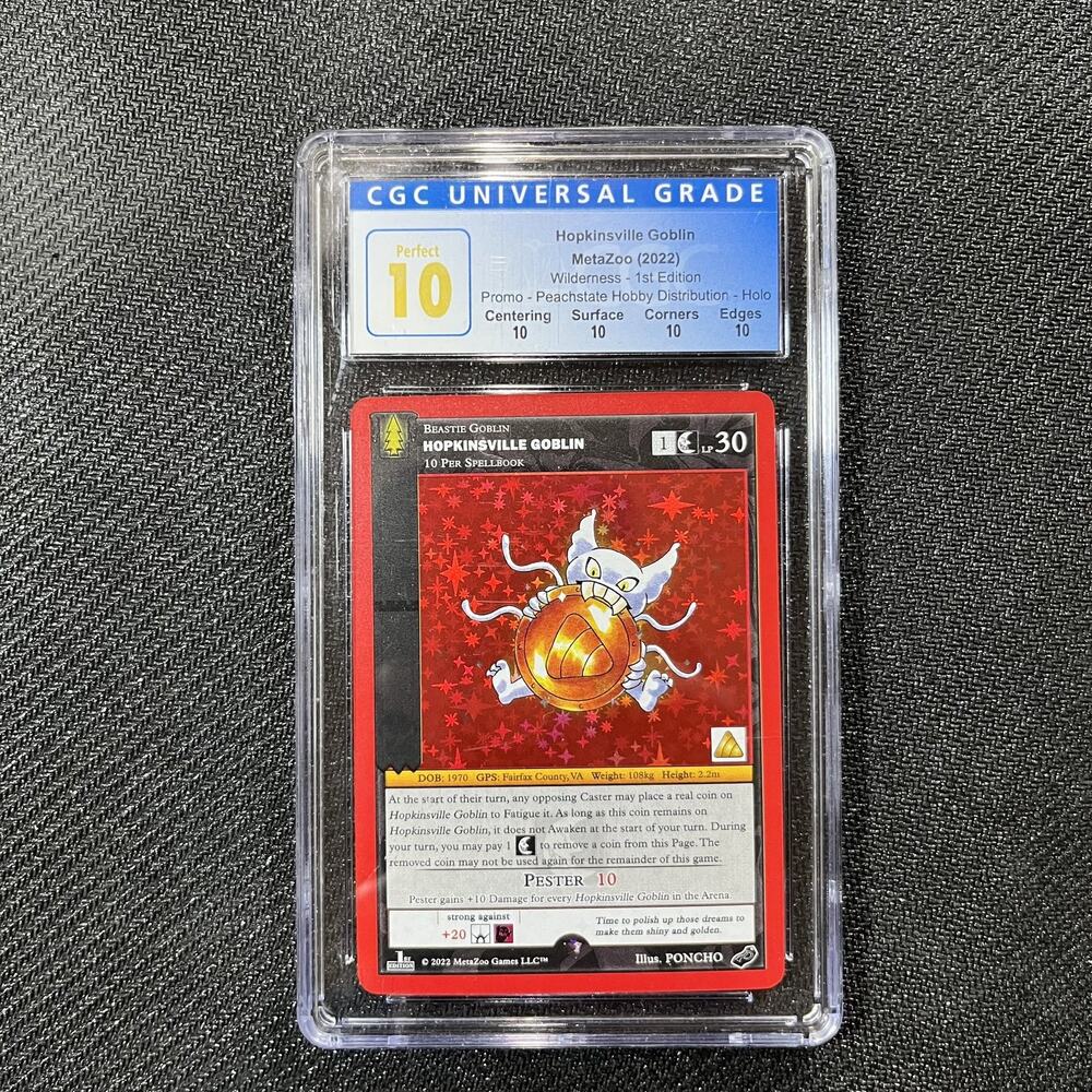 MetaZoo Hopkinsville Goblin CGC 10 Perfect Wilderness 1st Edition Promo Holo